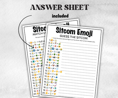 TV Sitcom Emoji trivia party, Trivia Quiz, family activity, Friendsgiving, xmas family reunion, tv show theme trivia, 80s 90s black sitcom-Holidays -TheHustlingCatLady-Party Games