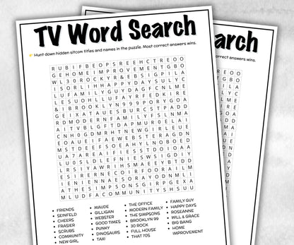 TV Sitcom Word Search trivia, Trivia Quiz, family activity, Friendsgiving, xmas family reunion, tv show theme trivia, 80s 90s black sitcom-Holidays -TheHustlingCatLady-Party Games