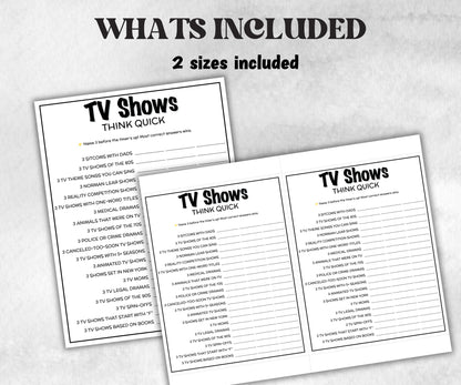 TV Show Think Quick trivia, Trivia Quiz, family activity, Friendsgiving, television throwback, fall festive holiday, easy Television game-Holidays -TheHustlingCatLady-Party Games