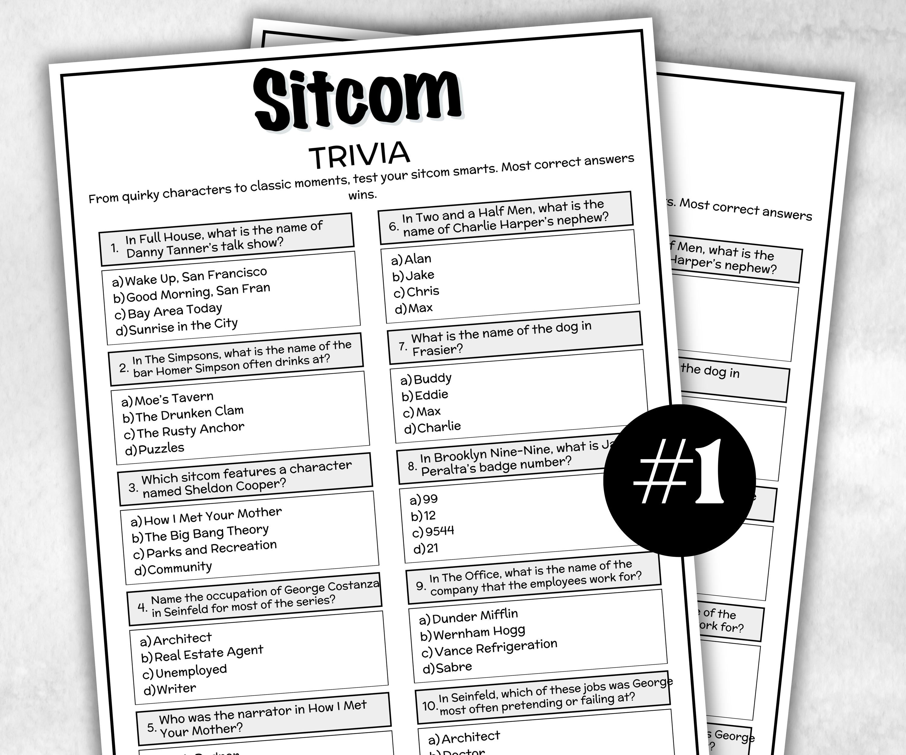 Sitcom trivia Quiz, family activity, TV Show Friendsgiving, television throwback, Ladies night games, easy group game, kids teen adult game-Holidays -TheHustlingCatLady-Party Games