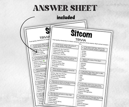 Sitcom trivia Quiz, family activity, TV Show Friendsgiving, television throwback, Ladies night games, easy group game, kids teen adult game-Holidays -TheHustlingCatLady-Party Games