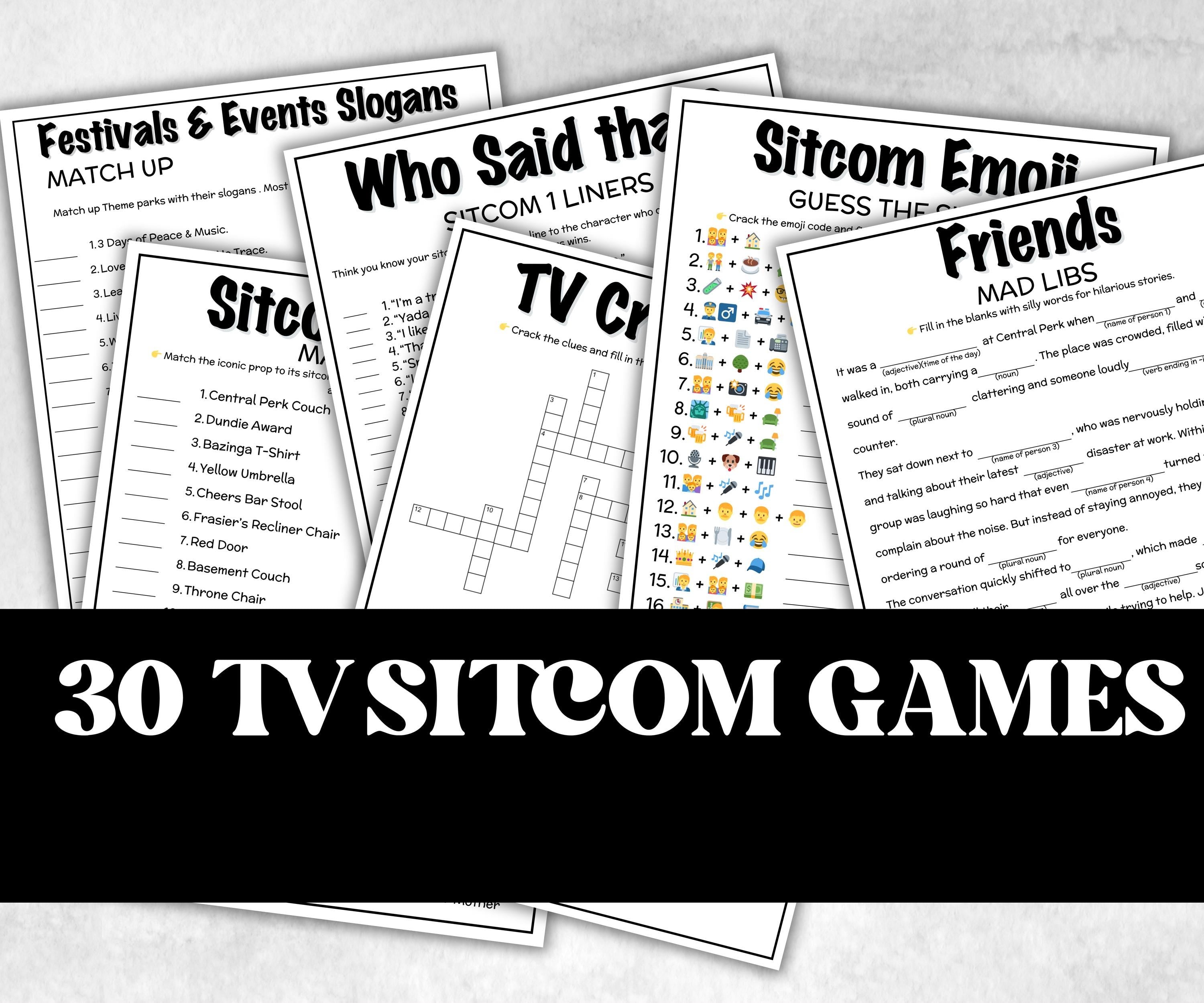 TV Sitcom trivia Bundle, Trivia Quiz, family activity, Friendsgiving, xmas family reunion, tv show theme trivia, bachelorette night fun game-Holidays -TheHustlingCatLady-Party Games
