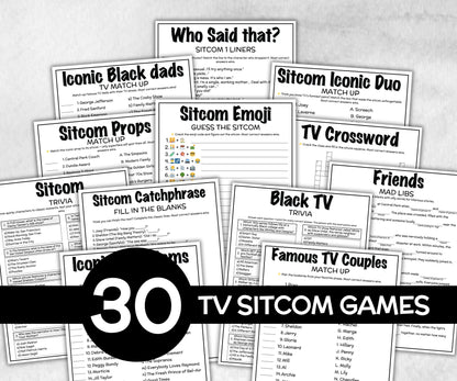 TV Sitcom trivia Bundle, Trivia Quiz, family activity, Friendsgiving, xmas family reunion, tv show theme trivia, bachelorette night fun game-Holidays -TheHustlingCatLady-Party Games