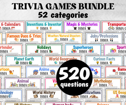 Pub trivia questions bundle, adults office party, family game activity, fun youth group game, family reunion party, 60th birthday trivia fun-Holidays -TheHustlingCatLady-Party Games