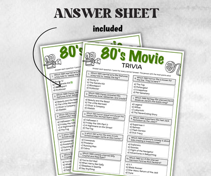 1980s Movie Trivia Game, Decades Movie Quiz, Silver Screen Movie Quote Trivia, 40th Birthday, senior game Night, Movie Award Ceremony Party-Holidays -TheHustlingCatLady-Party Games
