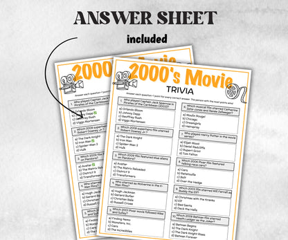 2000s Movie Trivia Game, Decades Movie Quiz, Silver Screen Movie Quote Trivia, 25th Birthday, senior game Night, Movie Award Ceremony Party-Holidays -TheHustlingCatLady-Party Games