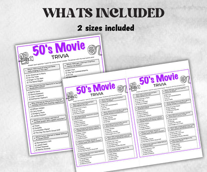 1950s Movie Trivia Game, Decades Movie Quiz, Silver Screen Movie Quote Trivia, 75th Birthday, senior game Night, Movie Award Ceremony Party-Holidays -TheHustlingCatLady-Party Games