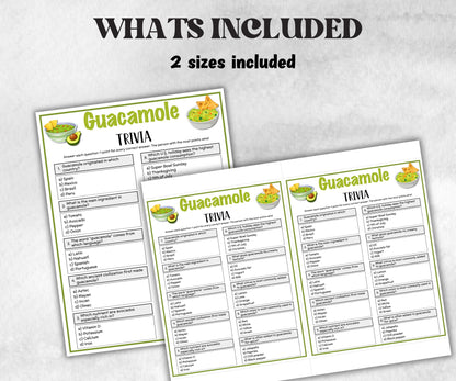 Printable Guacamole Trivia, Mexican Fiesta Fun Theme Birthday Activity, Seniors Trivia Night, Family Reunion, Spanish Fiesta, Cinco De Mayo-Holidays -TheHustlingCatLady-Party Games
