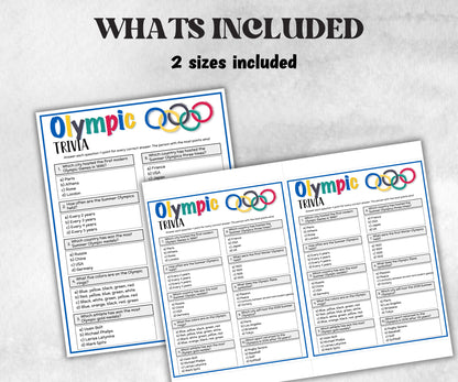 Printable Olympic Trivia, Sports Theme Birthday Activity, Seniors Trivia Game Night, Athletic Game, Family Reunion, summer Spring fall party-Holidays -TheHustlingCatLady-Party Games