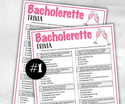 Printable Bacholerette Trivia, Bridal Shower, Ladies night summer Spring, church sunday group, friends trivia night, family guessing game-Holidays -TheHustlingCatLady-Party Games