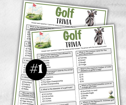 Printable Golf Trivia, Golf Themed Birthday Activity, Seniors Trivia Game Night, Athletic Game,sports Trivia summer Spring fall, reunion-Holidays -TheHustlingCatLady-Party Games