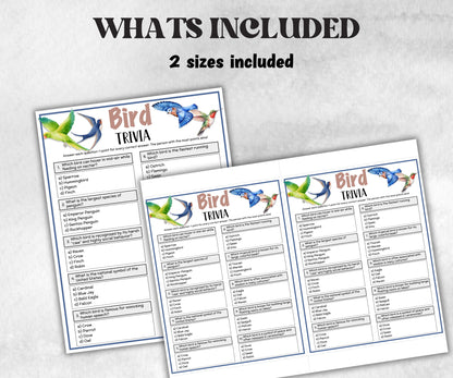 Printable Bird Trivia, Theme Birthday, Seniors Trivia Night, summer Spring, dill with it, Sunday School, Women Ministry, xmas family reunion-Holidays -TheHustlingCatLady-Party Games