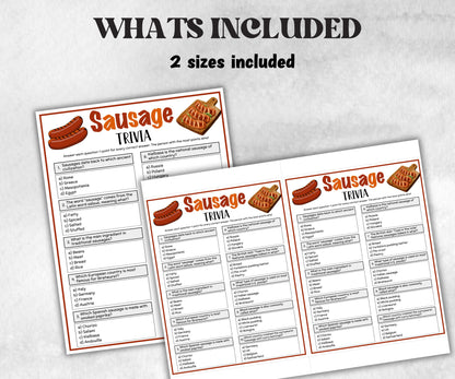 Sausage Trivia, Barbeque Theme Birthday, Seniors Trivia Night, summer Spring, BBQ, Mexican Fiesta, Spanish, Hot Dog, Cinco De Mayo, 4th July-Holidays -TheHustlingCatLady-Party Games