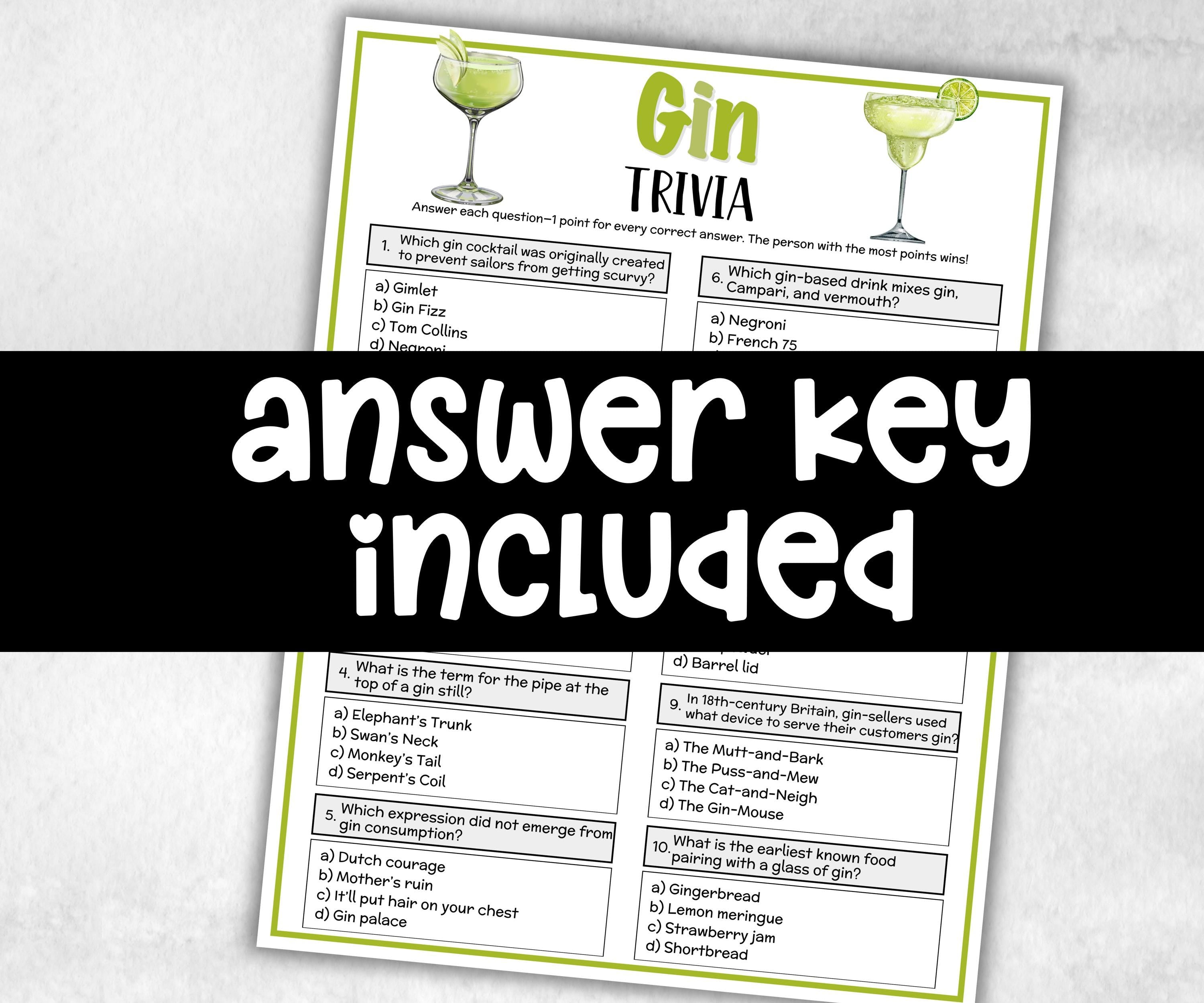 Gin Trivia, alcohol Theme Birthday, Senior Trivia Night, summer Spring, Sunday School, Women Ministry, Sweets Baby Shower, Wedding spirits-Holidays -TheHustlingCatLady-Party Games