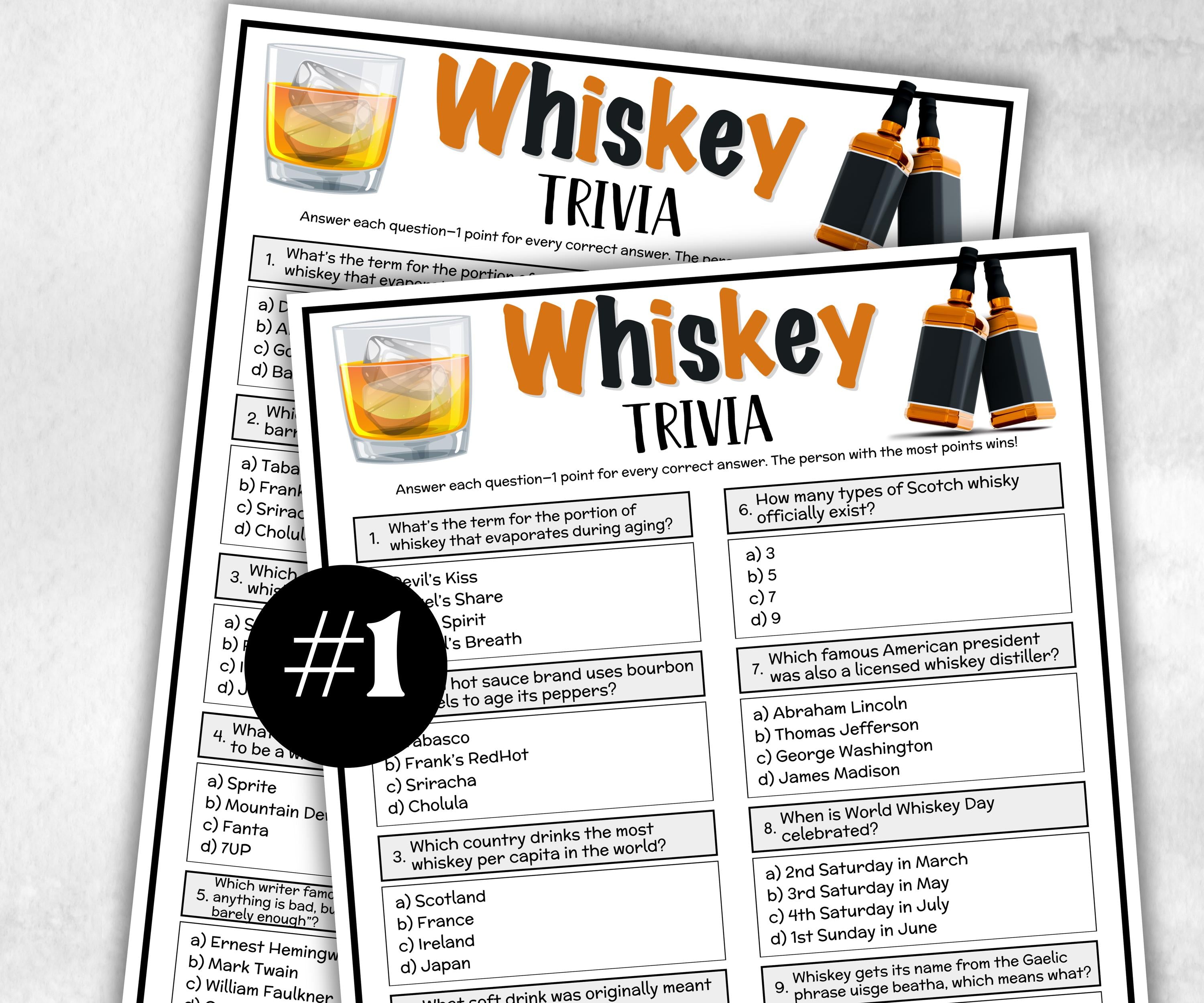 Whiskey Trivia, alcohol Theme Birthday, Senior Trivia Night, summer Spring, Sunday School, Women Ministry, Sweets Baby Shower, Wedding fun-Holidays -TheHustlingCatLady-Party Games