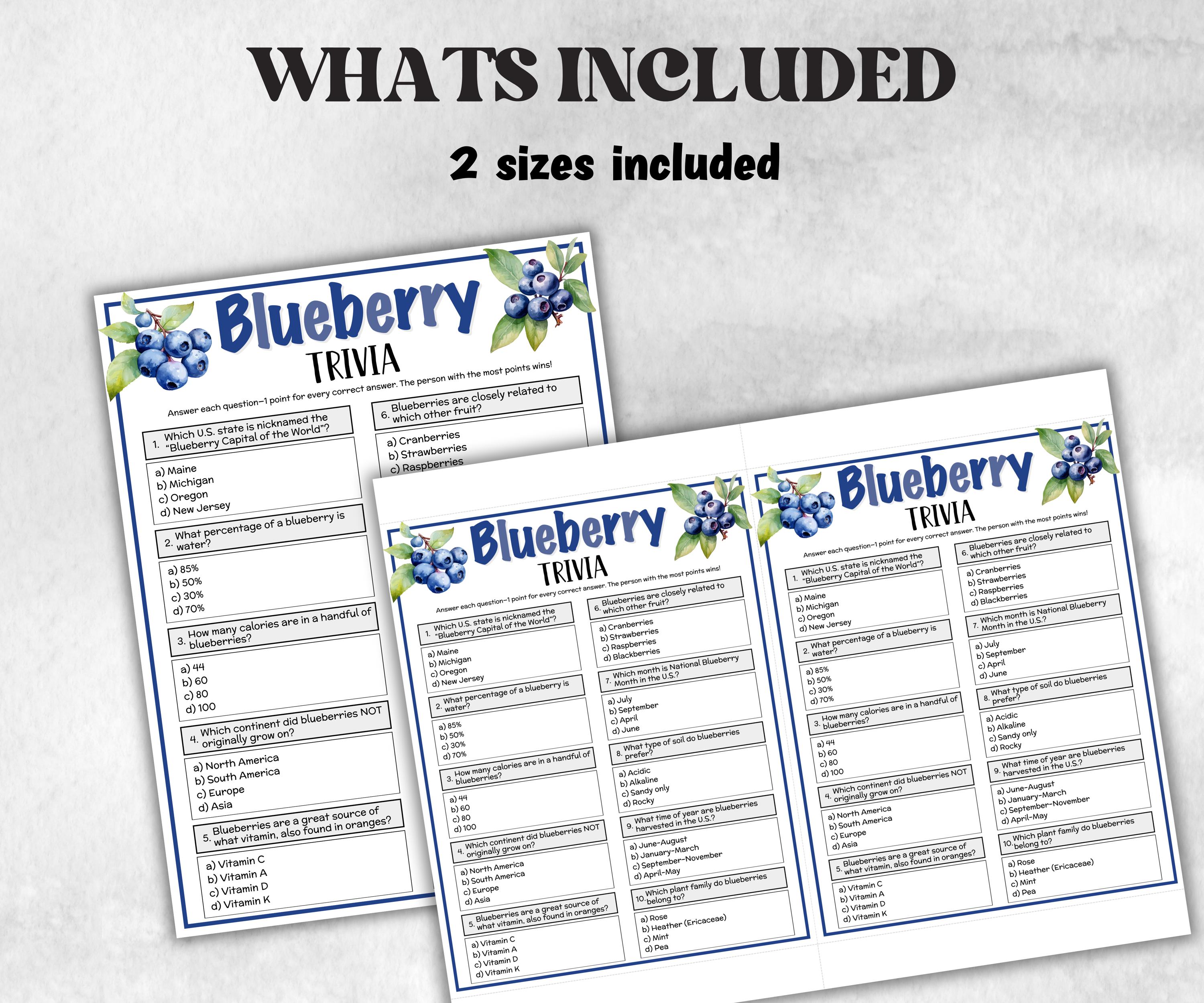 Blueberry Trivia, Winter Theme Birthday, Seniors Trivia Night, Sunday School, Women Ministry, xmas family reunion, fall autumn game, berries-Holidays -TheHustlingCatLady-Party Games