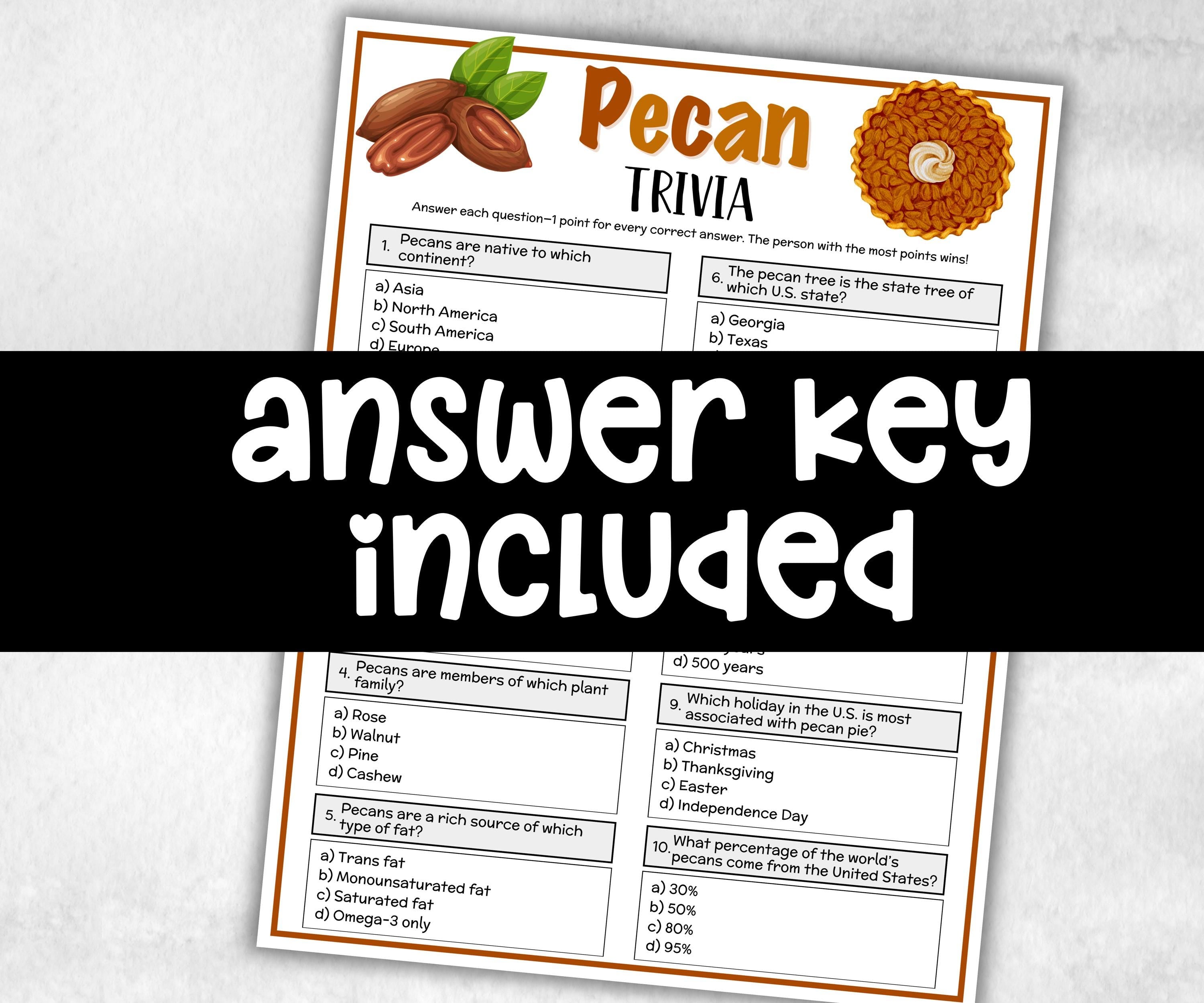 Pecan Trivia, Winter Theme Birthday, Seniors Trivia Night, Sunday School, Women Ministry, xmas family reunion, fall autumn game, Nut day-Holidays -TheHustlingCatLady-Party Games