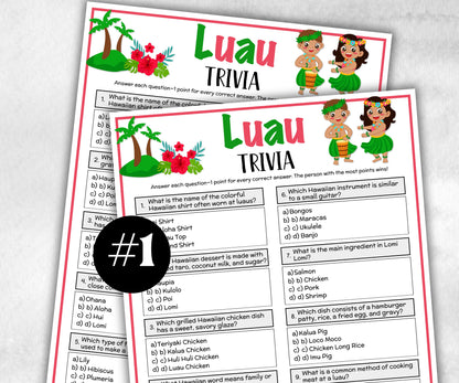Luau Trivia, Aloha Beach Theme Birthday, Seniors Trivia Night, Sunday School, family reunion, Hawaii, summer group, Tropical tiki party fun-Holidays -TheHustlingCatLady-Party Games