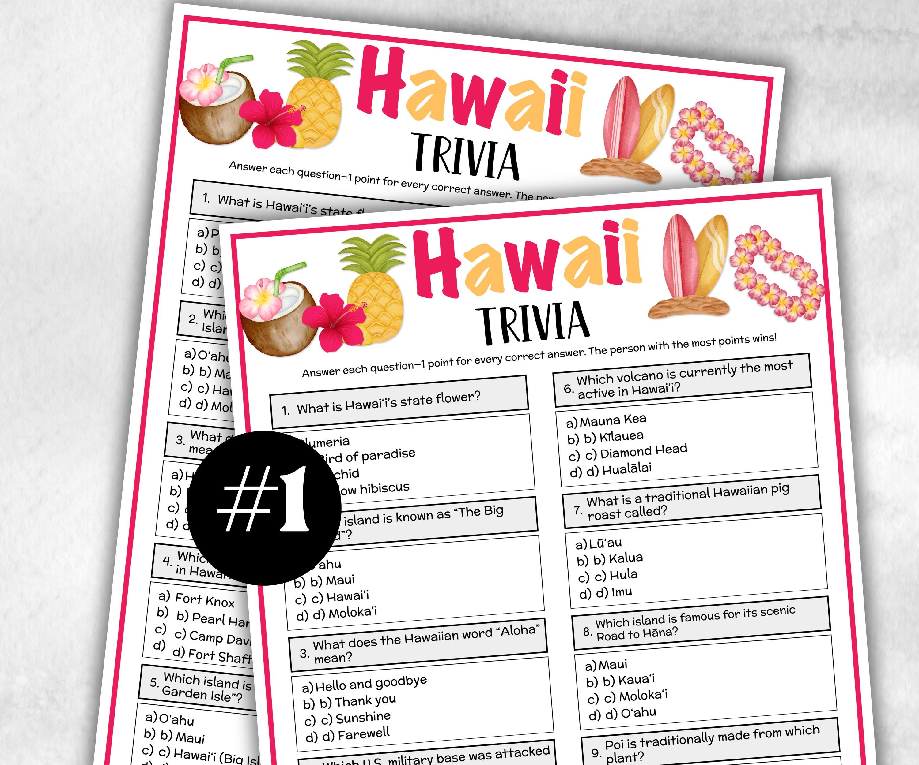 Luau Trivia, Aloha Theme Birthday, Seniors Trivia Night, Sunday School, Women Ministry, family reunion, Hawaii summer Tropical, tiki beach-Holidays -TheHustlingCatLady-Party Games