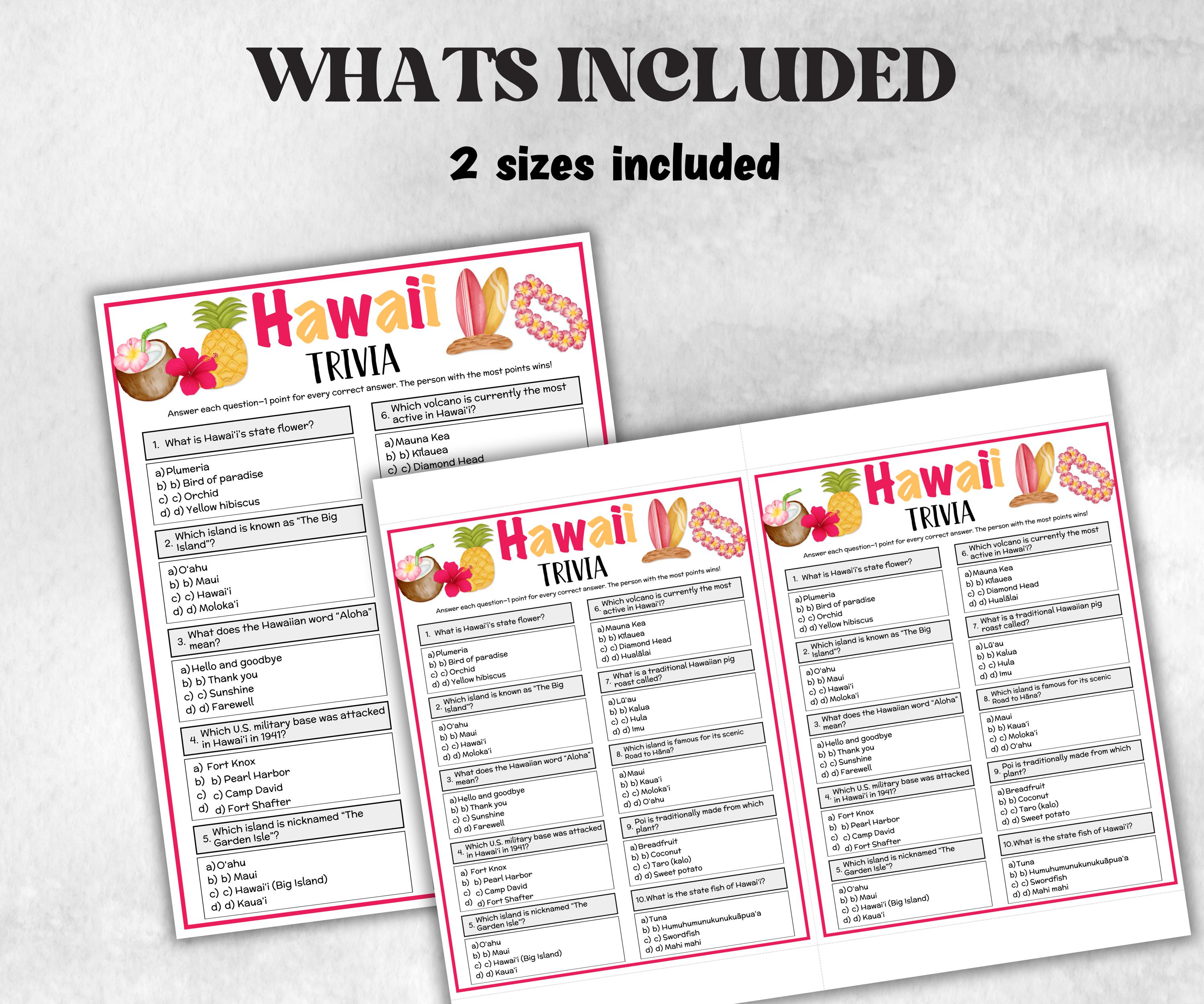 Luau Trivia, Aloha Theme Birthday, Seniors Trivia Night, Sunday School, Women Ministry, family reunion, Hawaii summer Tropical, tiki beach-Holidays -TheHustlingCatLady-Party Games