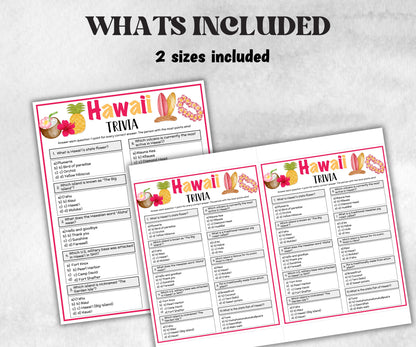 Luau Trivia, Aloha Theme Birthday, Seniors Trivia Night, Sunday School, Women Ministry, family reunion, Hawaii summer Tropical, tiki beach-Holidays -TheHustlingCatLady-Party Games