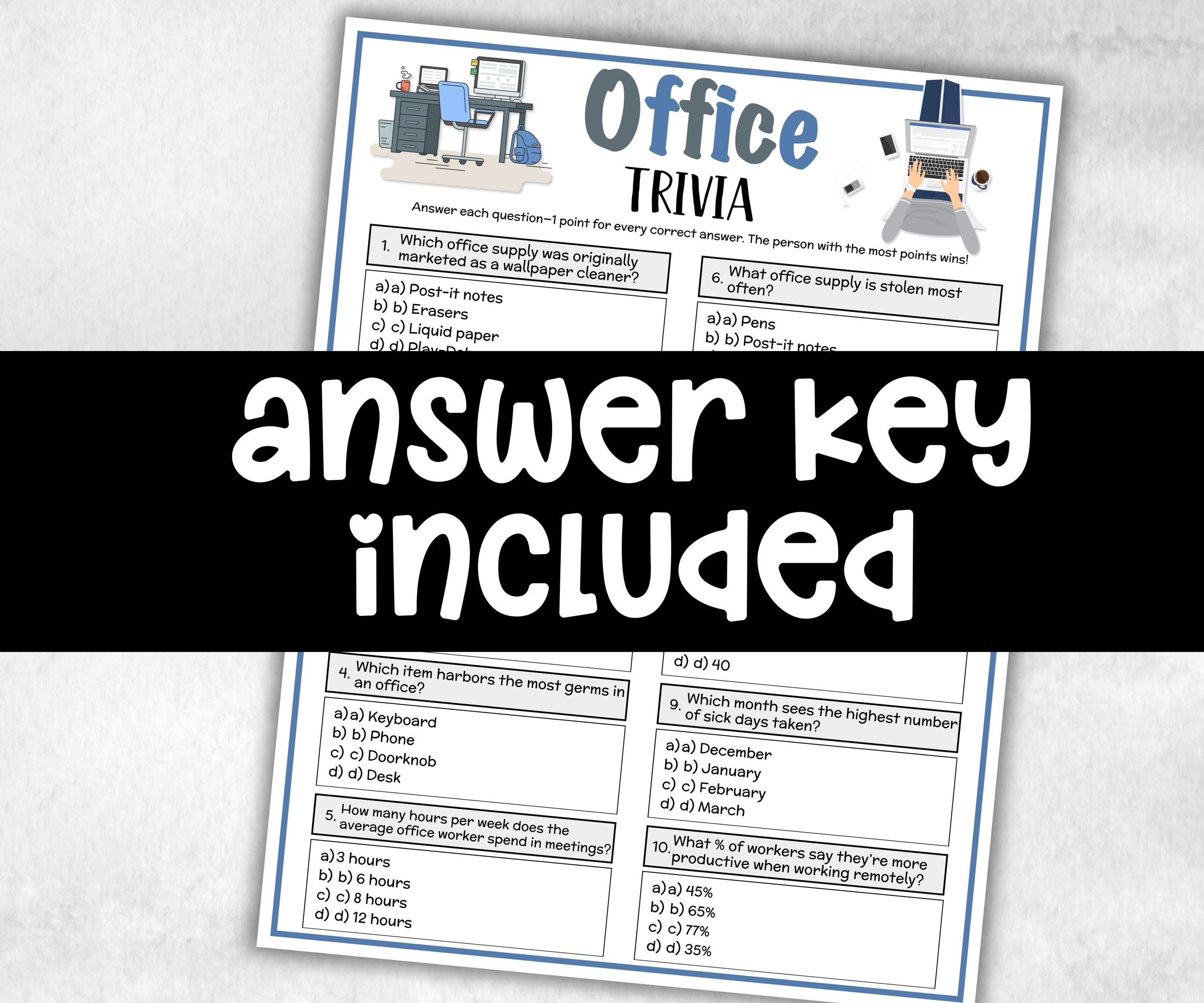 Office Trivia, office Theme Birthday, Seniors Trivia Night, Sunday School, Women Ministry, xmas family reunion, fall autumn game, coworkers-Holidays -TheHustlingCatLady-Party Games