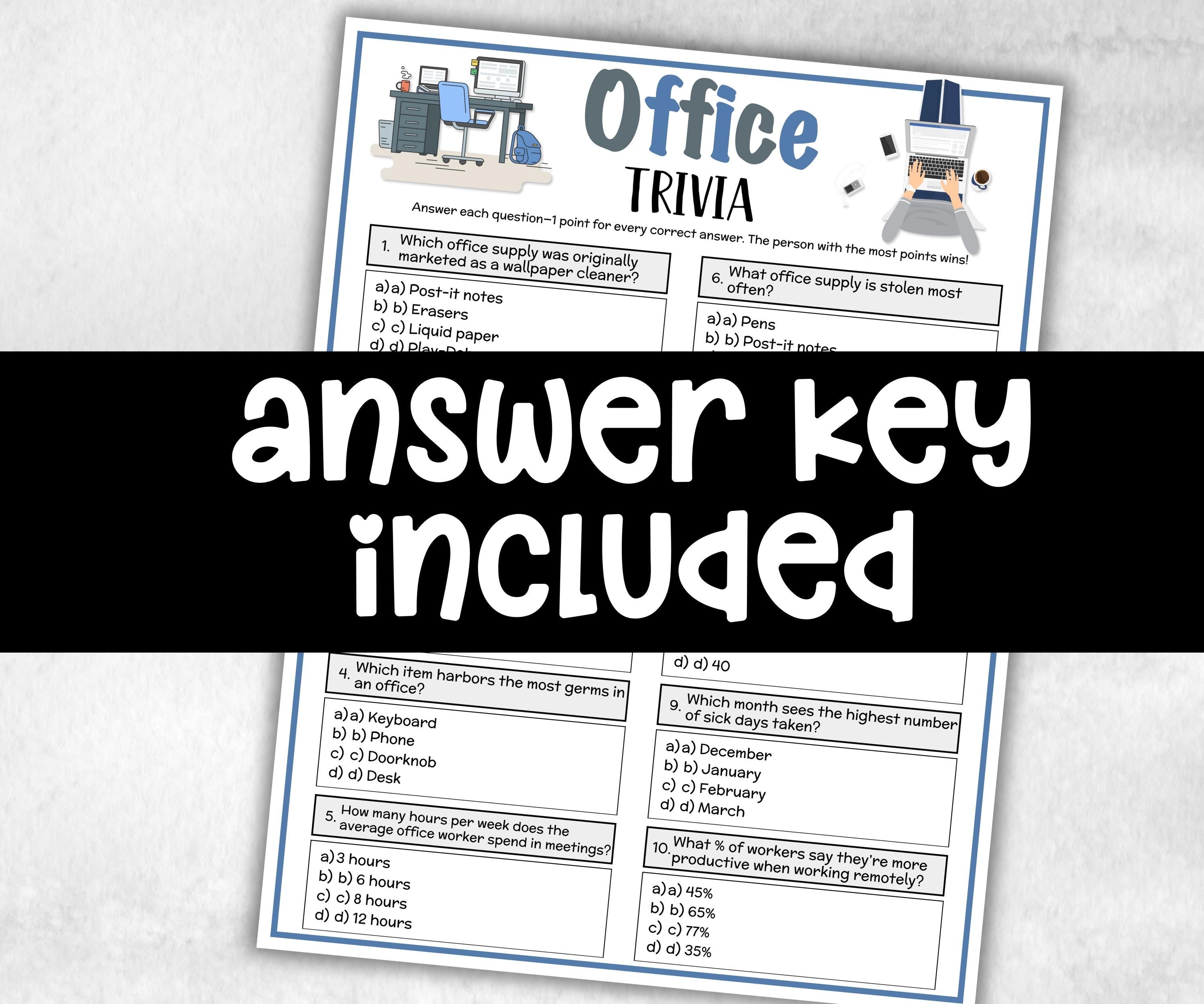 Office Trivia, office Theme Birthday, Seniors Trivia Night, Sunday School, Women Ministry, xmas family reunion, fall autumn game, coworkers-Holidays -TheHustlingCatLady-Party Games