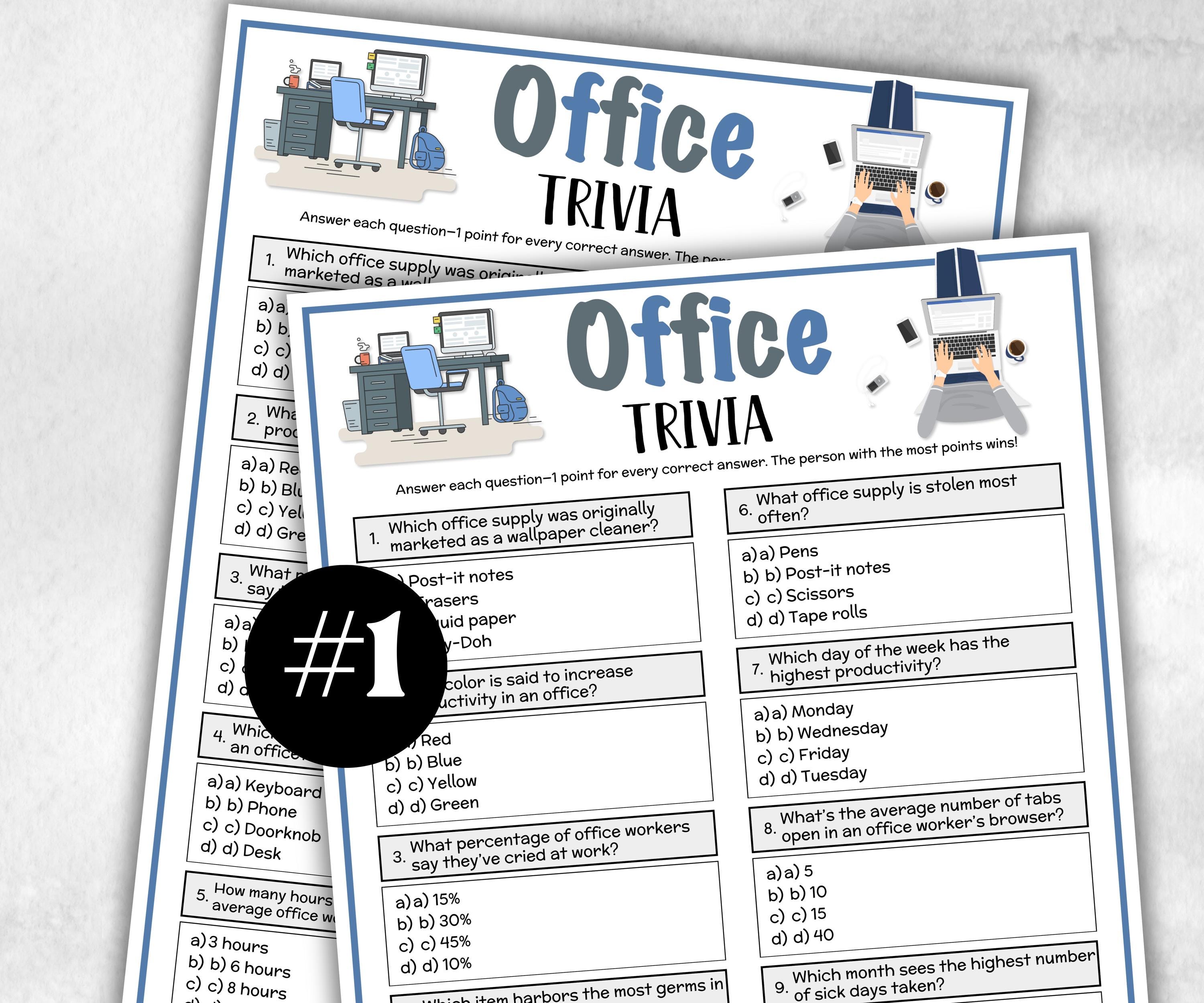 Office Trivia, office Theme Birthday, Seniors Trivia Night, Sunday School, Women Ministry, xmas family reunion, fall autumn game, coworkers-Holidays -TheHustlingCatLady-Party Games