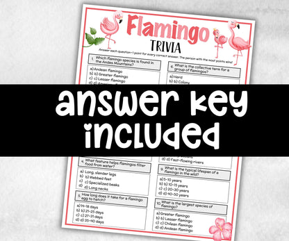 Flamingo Trivia, Pink Theme Birthday, Seniors Trivia Night, Sunday School, Pool Party, xmas family reunion, fall autumn game, Hawaii Church-Holidays -TheHustlingCatLady-Party Games