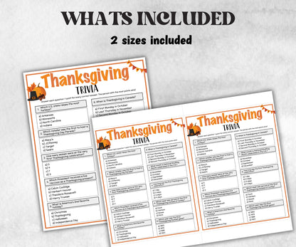 Thanksgiving Trivia, Friendsgiving Theme Birthday, Seniors Trivia Night, Sunday School, Fall autimn, family reunion, first Church birthday-Holidays -TheHustlingCatLady-Party Games