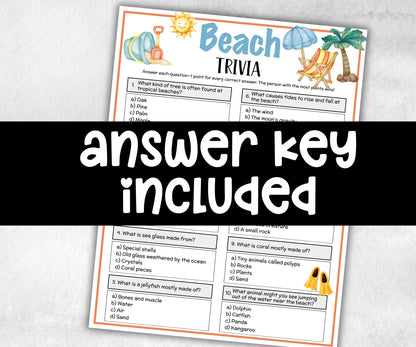 Beach Trivia, Summer Vacation, Travel, Seniors Trivia Night, Sunday School, Women Ministry, family reunion, game, first birthday, pool party-Holidays -TheHustlingCatLady-Party Games