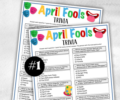 April Fools Trivia, Funny Theme Birthday, Seniors Trivia Night, Sunday School, Women Ministry, family reunion, April birthday, summer spring-Holidays -TheHustlingCatLady-Party Games