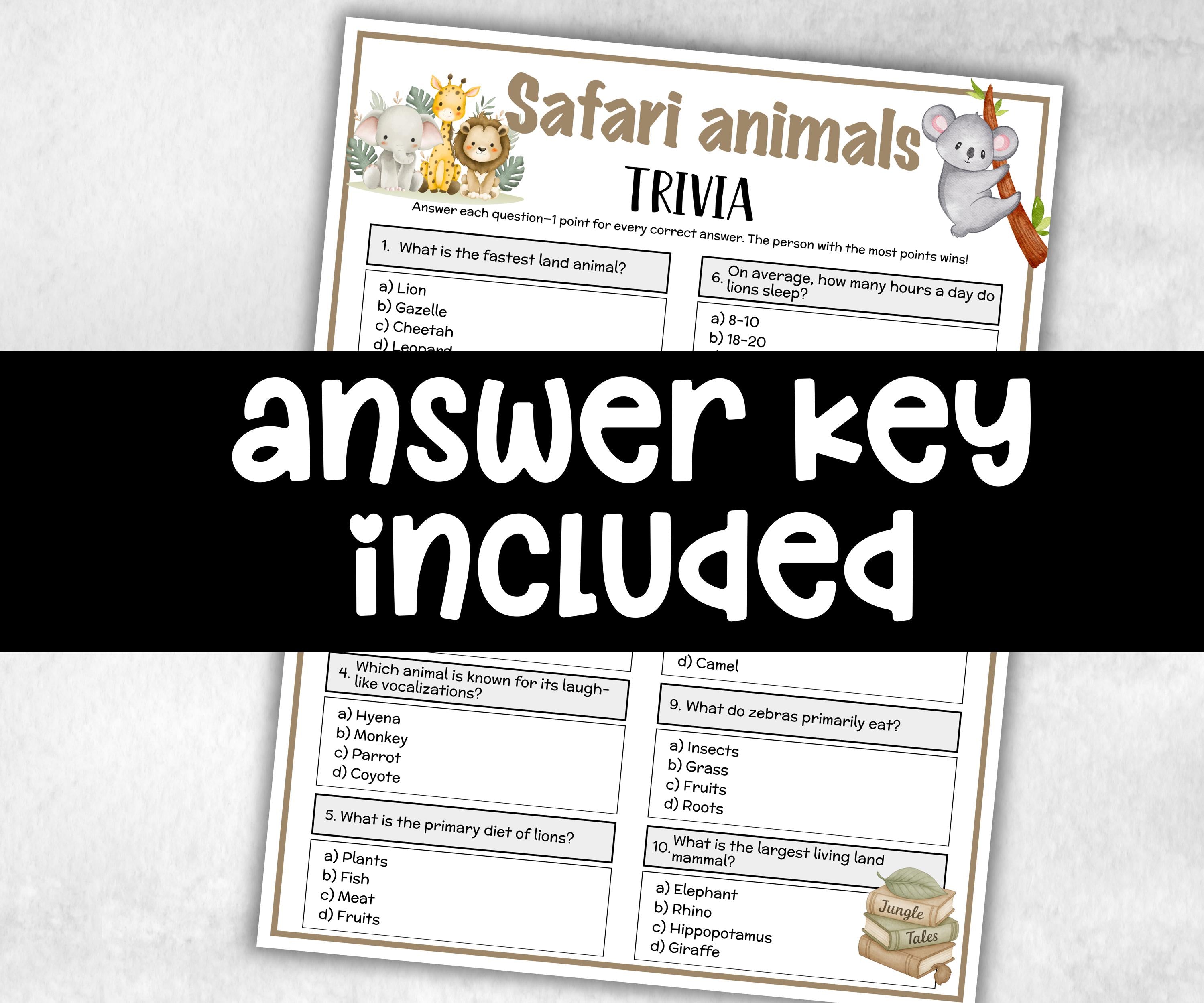 Safari Animals Trivia, Jungle Theme Birthday, Senior Trivia Night, Sunday School, Women Ministry, family reunion, first birthday, group game-Holidays -TheHustlingCatLady-Party Games