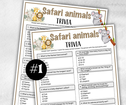 Safari Animals Trivia, Jungle Theme Birthday, Senior Trivia Night, Sunday School, Women Ministry, family reunion, first birthday, group game-Holidays -TheHustlingCatLady-Party Games