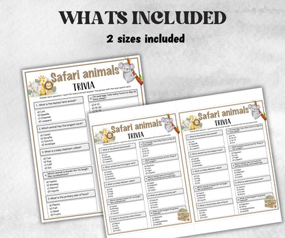 Safari Animals Trivia, Jungle Theme Birthday, Senior Trivia Night, Sunday School, Women Ministry, family reunion, first birthday, group game-Holidays -TheHustlingCatLady-Party Games