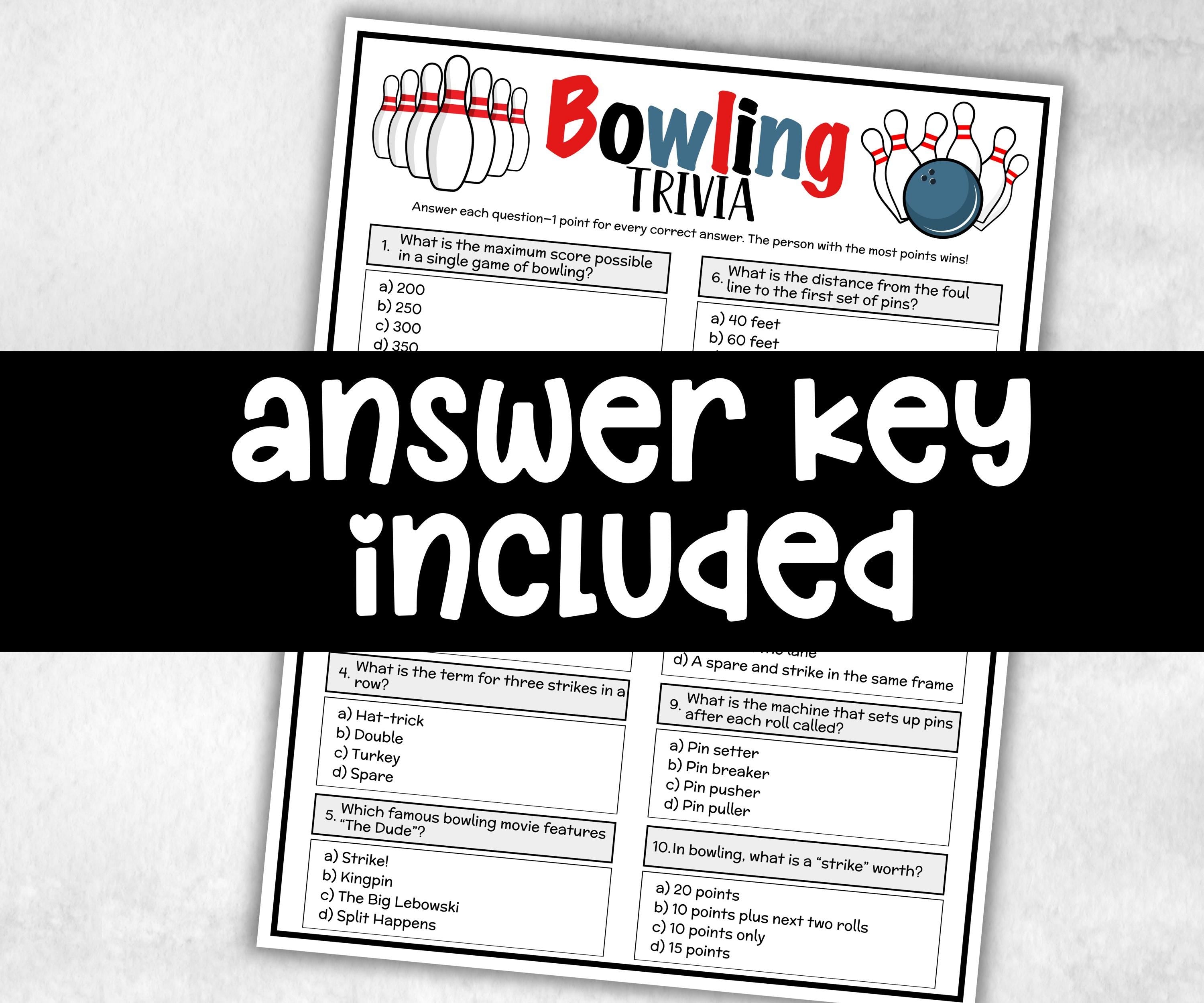 Bowling Trivia, Themed Birthday, Seniors Trivia Night, Sunday School, family reunion game, first birthday, bridal shower game, bowling party-Holidays -TheHustlingCatLady-Party Games