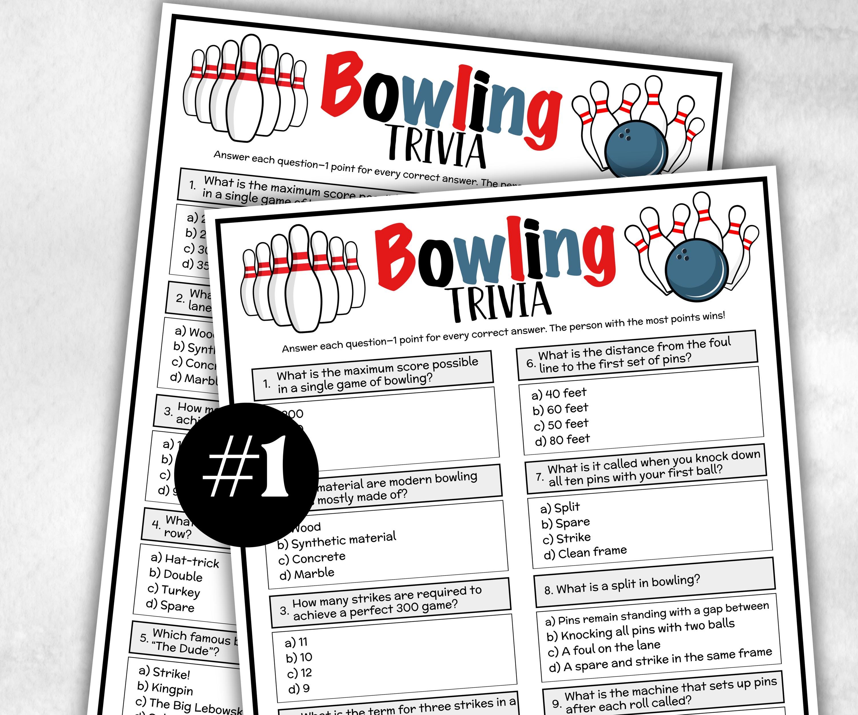 Bowling Trivia, Themed Birthday, Seniors Trivia Night, Sunday School, family reunion game, first birthday, bridal shower game, bowling party-Holidays -TheHustlingCatLady-Party Games