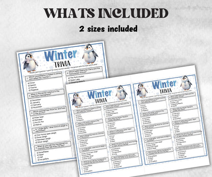 Winter Trivia, Frost Theme Birthday, Seniors Trivia Night, Sunday School, family reunion game, first birthday, bridal shower snow, penguins-Holidays -TheHustlingCatLady-Party Games