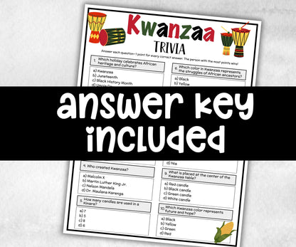 Kwanzaa Trivia, Culture Theme Birthday, Seniors Trivia Night, Sunday School, family reunion game, first birthday, African American,Religious-Holidays -TheHustlingCatLady-Party Games