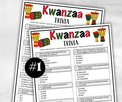 Kwanzaa Trivia, Culture Theme Birthday, Seniors Trivia Night, Sunday School, family reunion game, first birthday, African American,Religious-Holidays -TheHustlingCatLady-Party Games