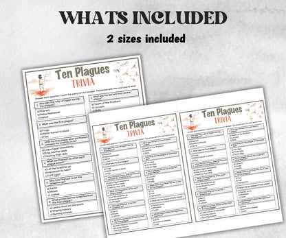 Ten Plagues Printable Trivia for kid, Old Testament Activity, Sunday School Bible Game, Church Fundraiser game, Adult Teen church Icebreaker-Office Supplies -TheHustlingCatLady-Party Games