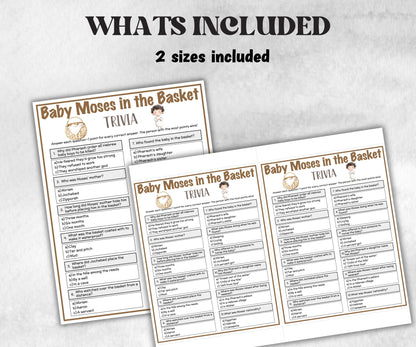 Baby Moses in Basket Printable Trivia for kid, Old Testament Activity, Classroom Christmas, Church Fundraiser, Adult Teen Church Icebreaker-Office Supplies -TheHustlingCatLady-Party Games