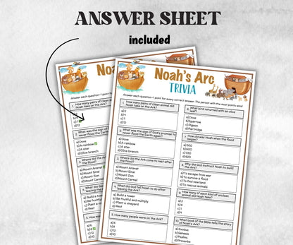 Noah's Arc Printable Trivia for kid, Old Testament Activity, Classroom Christmas, Church Fundraiser game, Adult Teen church Icebreaker game-Office Supplies -TheHustlingCatLady-Party Games