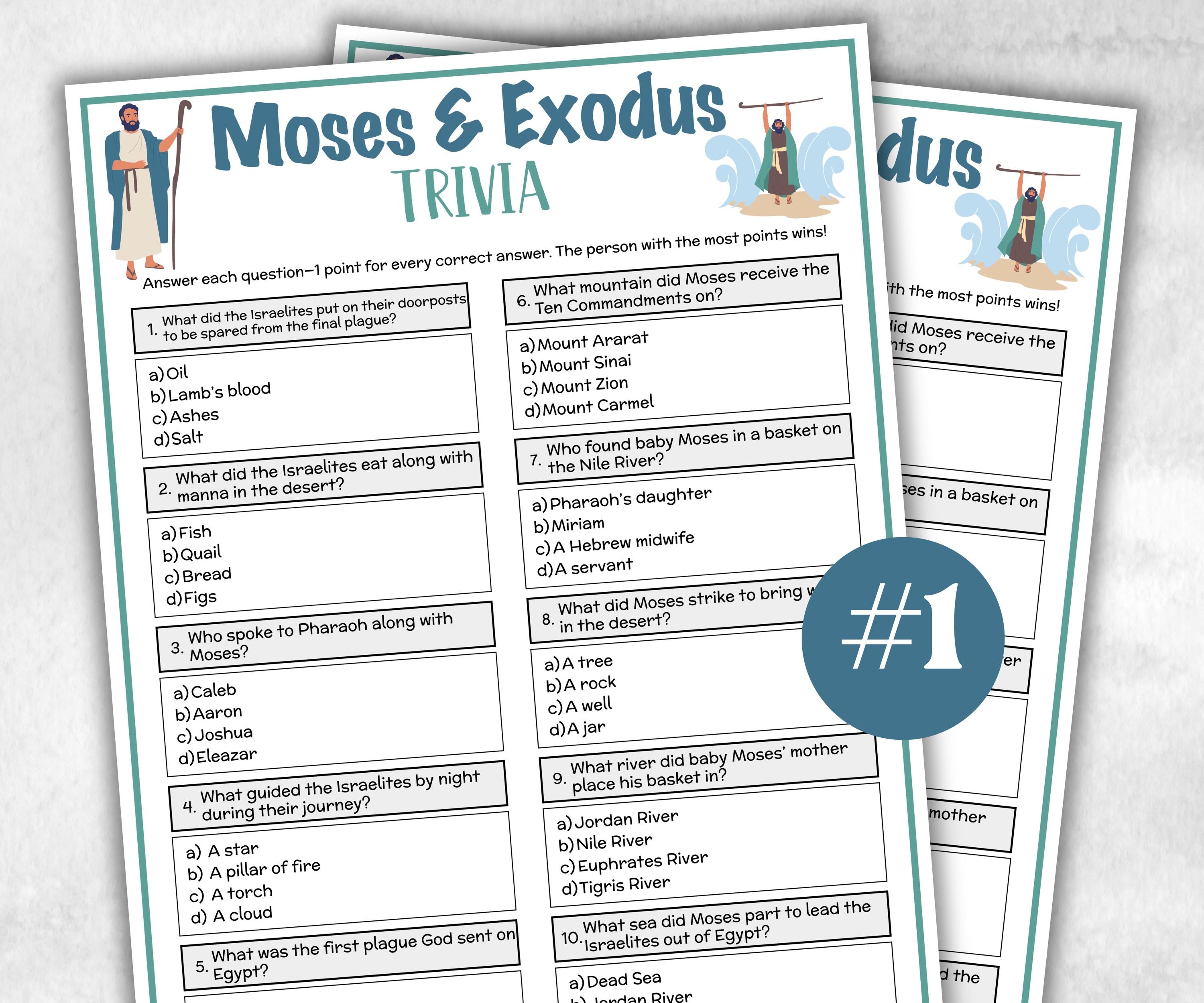 Moses and Exodus Printable Trivia for kid, Old Testament Activity, Classroom Christmas, Church Fundraiser game, Adult Teen church Icebreaker-Office Supplies -TheHustlingCatLady-Party Games