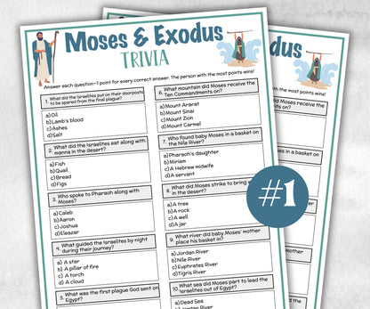 Moses and Exodus Printable Trivia for kid, Old Testament Activity, Classroom Christmas, Church Fundraiser game, Adult Teen church Icebreaker-Office Supplies -TheHustlingCatLady-Party Games
