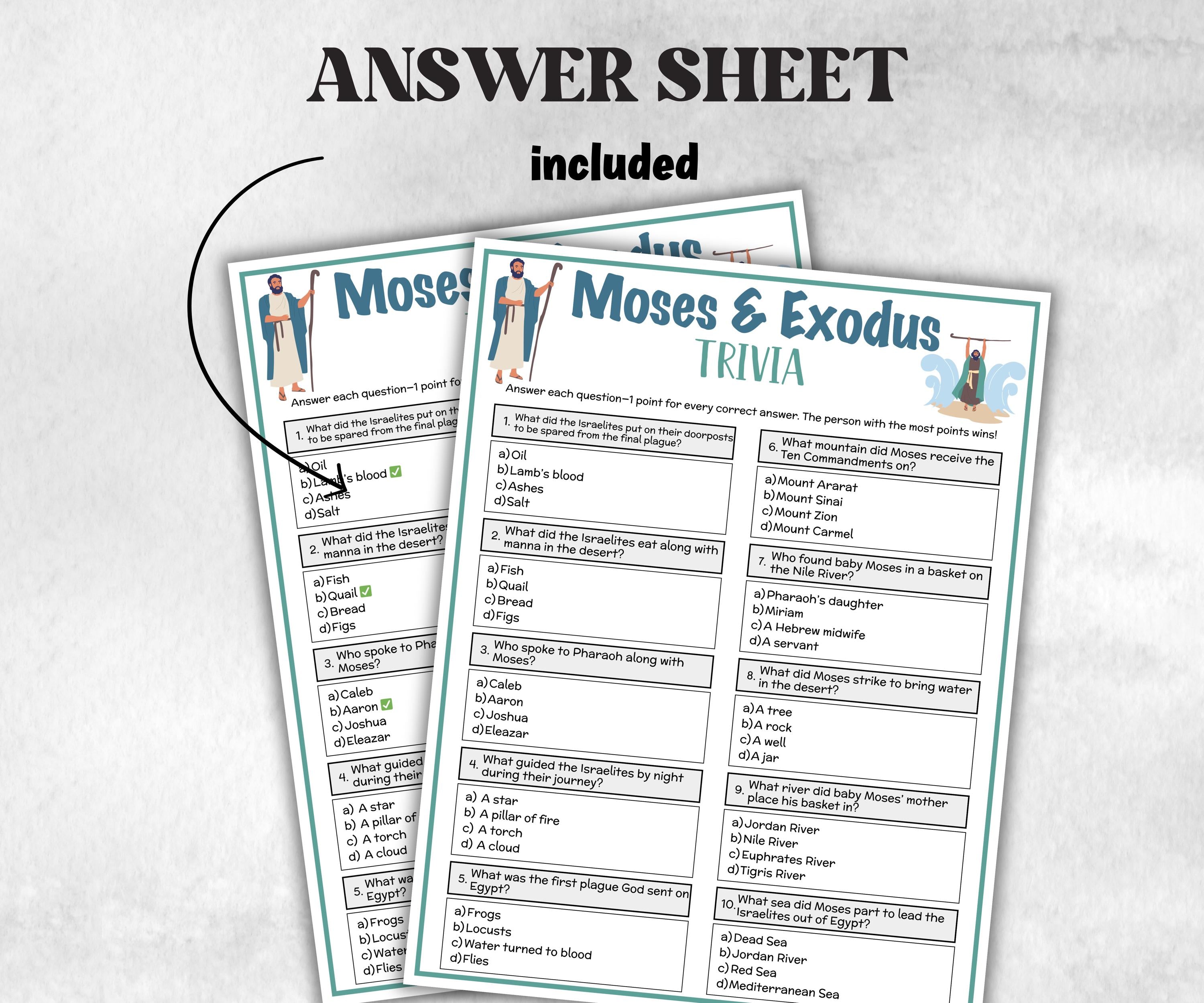 Moses and Exodus Printable Trivia for kid, Old Testament Activity, Classroom Christmas, Church Fundraiser game, Adult Teen church Icebreaker-Office Supplies -TheHustlingCatLady-Party Games