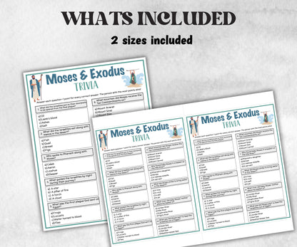 Moses and Exodus Printable Trivia for kid, Old Testament Activity, Classroom Christmas, Church Fundraiser game, Adult Teen church Icebreaker-Office Supplies -TheHustlingCatLady-Party Games