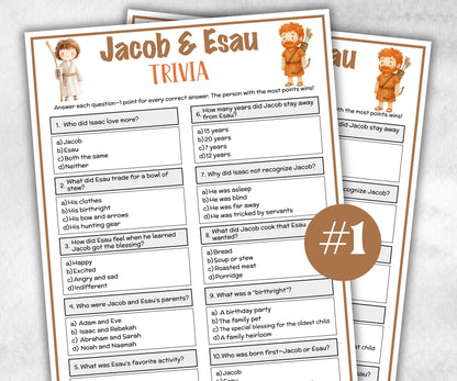 Jacob and Esau Printable Trivia for kid, Old Testament Activity, Classroom Christmas, Church Fundraiser game, Adult Teen church Icebreaker-Office Supplies -TheHustlingCatLady-Party Games