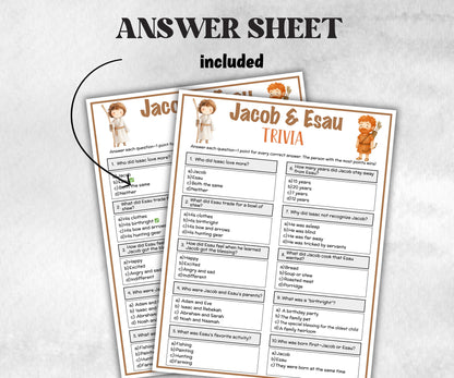 Jacob and Esau Printable Trivia for kid, Old Testament Activity, Classroom Christmas, Church Fundraiser game, Adult Teen church Icebreaker-Office Supplies -TheHustlingCatLady-Party Games