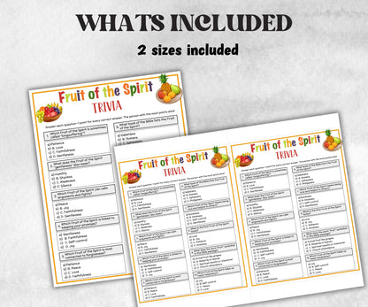 Fruit of the spirit Printable Trivia for kid, New Testament Activity, Classroom Christmas, Church Fundraiser, Adult Teen church Icebreaker-Office Supplies -TheHustlingCatLady-Party Games